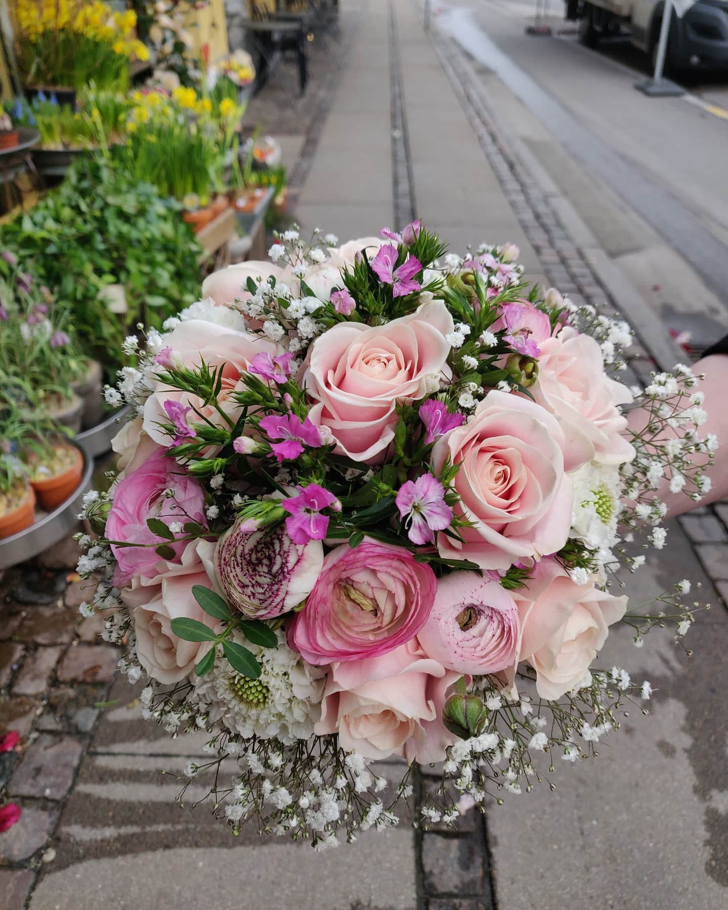 Brudebuket: Lyserød